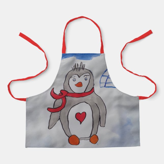 Winter Snow Penguin Apron (Front)