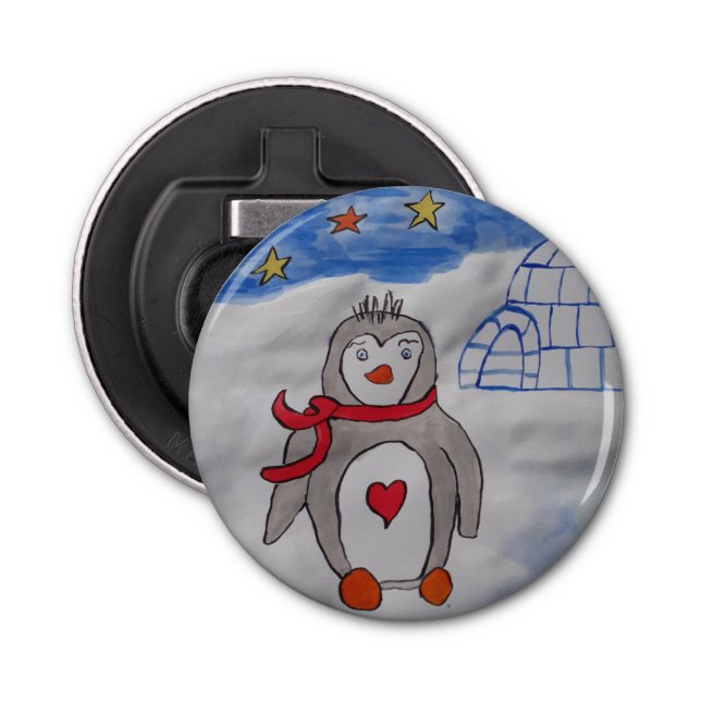 Winter Snow Penguin Bottle Opener (Front)