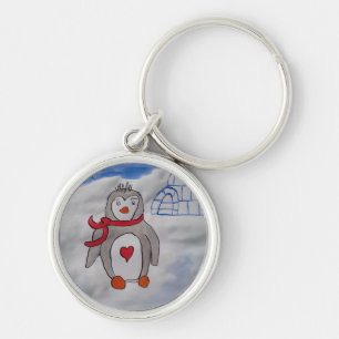 Winter Snow Penguin Key Ring