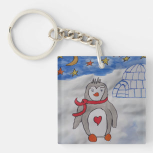 Winter Snow Penguin Key Ring