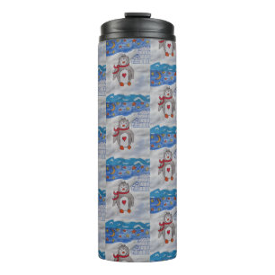 Winter Snow Penguin Thermal Tumbler