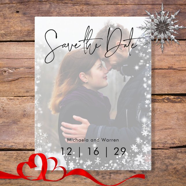 Winter Snow Photo Wedding Save the Date Postcard (Creator Uploaded)