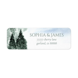 Winter Snow Pine Tree Wedding Return Address Label