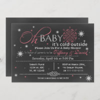 Winter Snow pink Couple's Baby shower Invitation