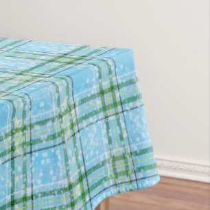 Winter Snow Plaid Tartan Design Tablecloth