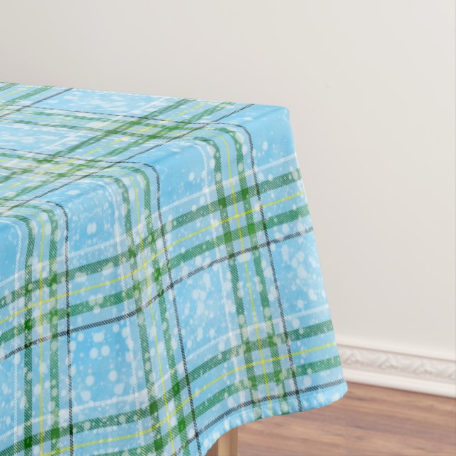 Winter Snow Plaid Tartan Design  Tablecloth (In Situ)