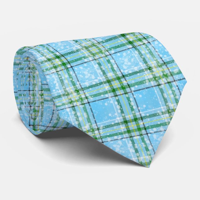 Winter Snow Plaid Tartan Design  Tie (Rolled)