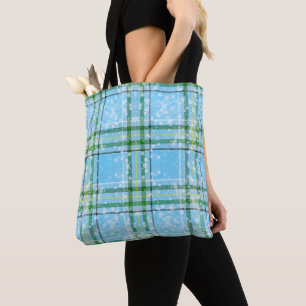 Winter Snow Plaid Tartan Design Tote Bag