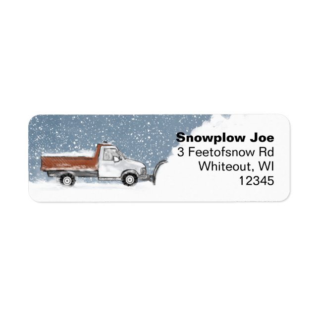 Winter Snow Plough Ploughing Return Address Labels (Front)