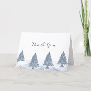 Winter Snow Polar Bear Forest Baby Shower  Thank You Card