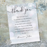 Winter Snow Reception Thank You Place Card<br><div class="desc">An elegant winter snowflakes wedding celebration thank you reception card. Personalised with your special thank you message set in stylish typography. A special keepsake thank you for your guests. Designed by Thisisnotme©</div>
