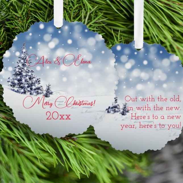 Winter  snow retro letter wishes ornament card (Creator Uploaded)