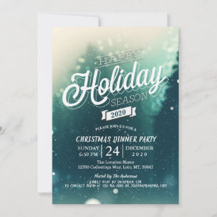 Winter Snow Scene Christmas New Year Dinner Party Invitation