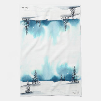 Winter Snow Scene - Kitchen Towel by Cyn Rohrs