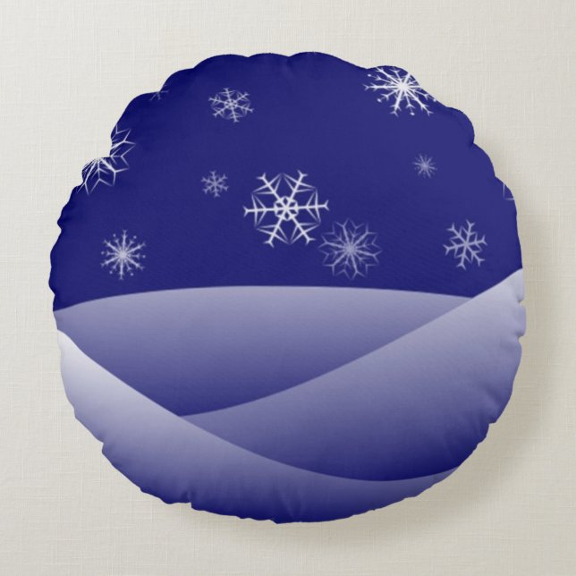 WINTER SNOW SCENE ROUND CUSHION (Front)