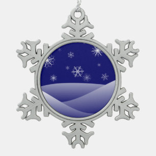 WINTER SNOW SCENE SNOWFLAKE PEWTER CHRISTMAS ORNAMENT