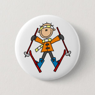 Winter Snow Ski 6 Cm Round Badge