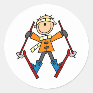 Winter Snow Ski Classic Round Sticker