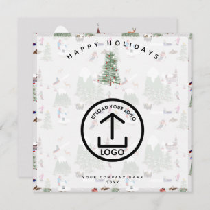 Winter Snow Skiing Holiday Corporate Business Logo Thank You Card
