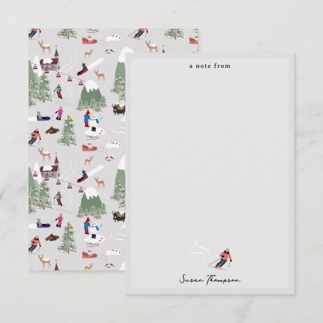 Winter Snow Skiing Mountain Ski Slopes Landscape Card (Front/Back)