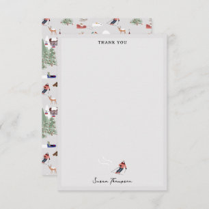 Winter Snow Skiing Mountain Ski Slopes Landscape Thank You Card