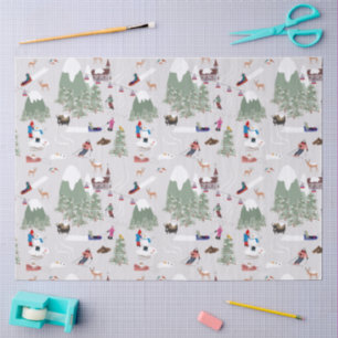 Winter Snow Skiing Mountain Ski Slopes Landscape Tissue Paper