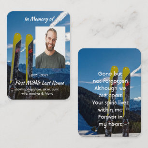 Winter Snow Skiing Skier  Memorial Keepsake  Business Card