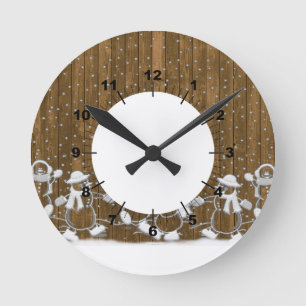 Winter Snow Snowman Peace Love Destiny Round Clock