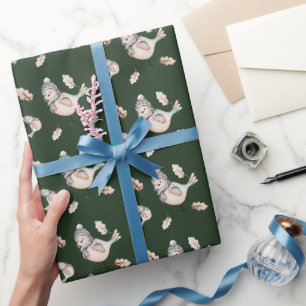Winter Snow Sparrow Watercolor Hand-painted Wrapping Paper