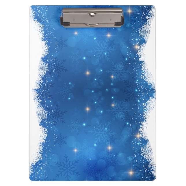 Winter Snow Storm Snowflake Christmas Blue Ice Clipboard (Front)