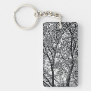 Winter Snow Tree Branches Photograph Key Ring