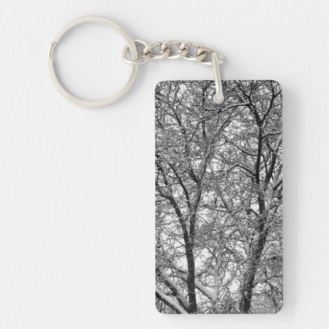 Winter Snow Tree Branches Photograph Key Ring (Front)