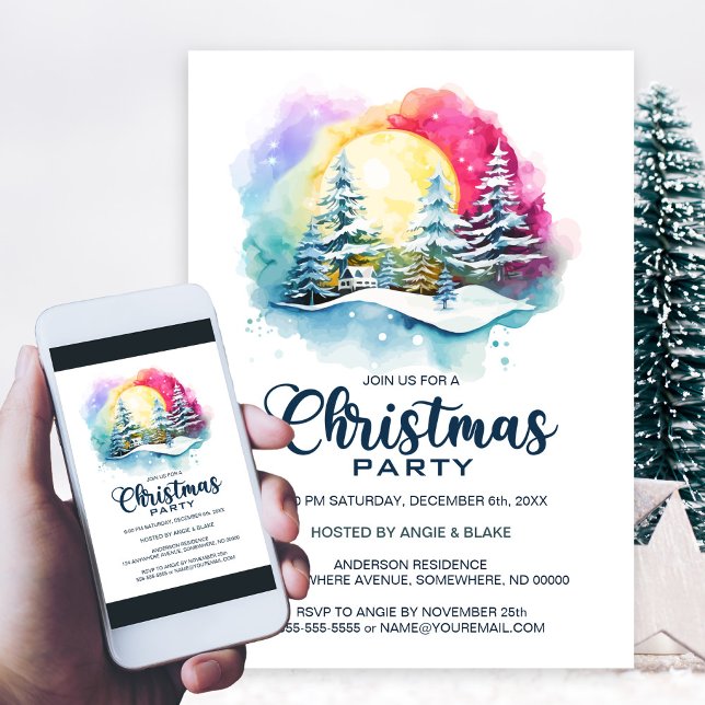 Winter Snow Trees Christmas Party Invitation (Creator Uploaded)