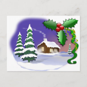 Winter Snow Trees Home Christmas Peace Destiny Holiday Postcard