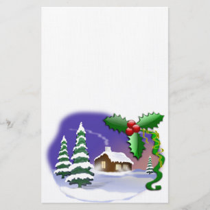 Winter Snow Trees Home Christmas Peace Destiny Stationery