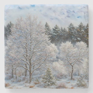 Winter Snow Trees Nature Art Coaster