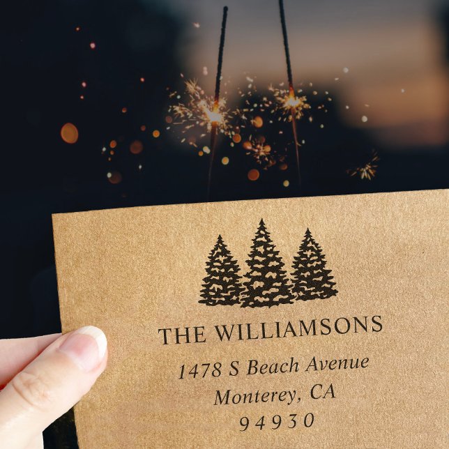 Winter Snow Trees Return Address  Self-inking Stamp (Creator Uploaded)