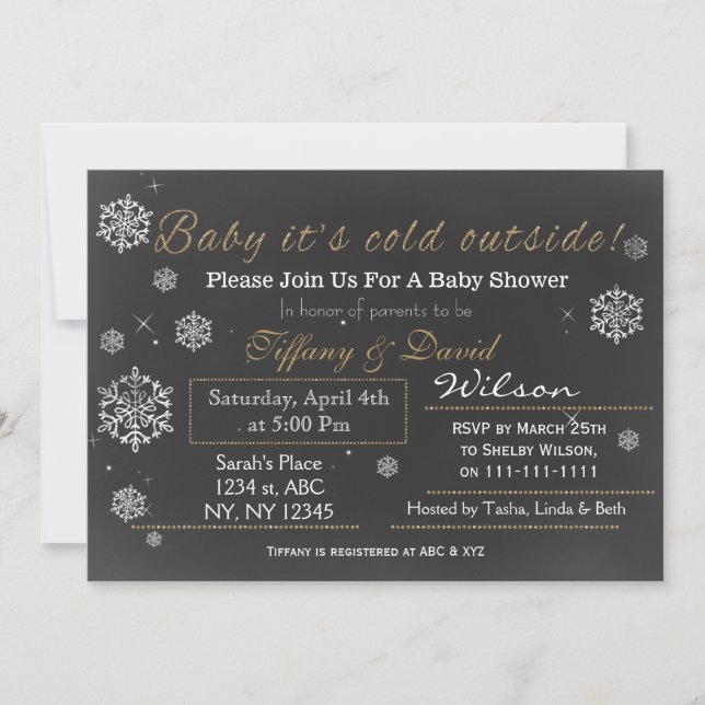Winter Snow unisex Couple's Baby shower Invitation (Front)