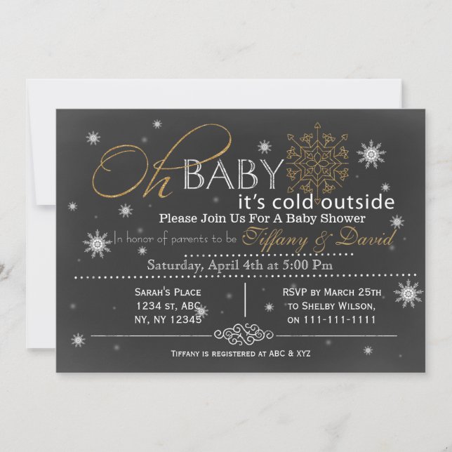 Winter Snow unisex Couple's Baby shower Invitation (Front)