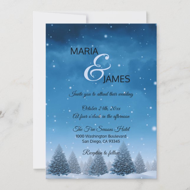 Winter Snow Wedding Invitation (Front)