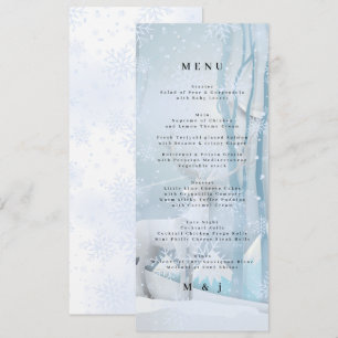 Winter Snow Wedding Menu Card