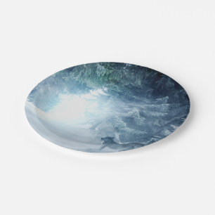 Winter Snow with Wolves in Evergreen Forest Paper Plate