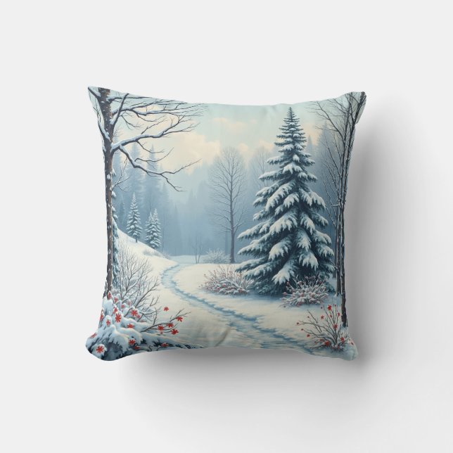 Winter snow woods and forest cushion (Front)