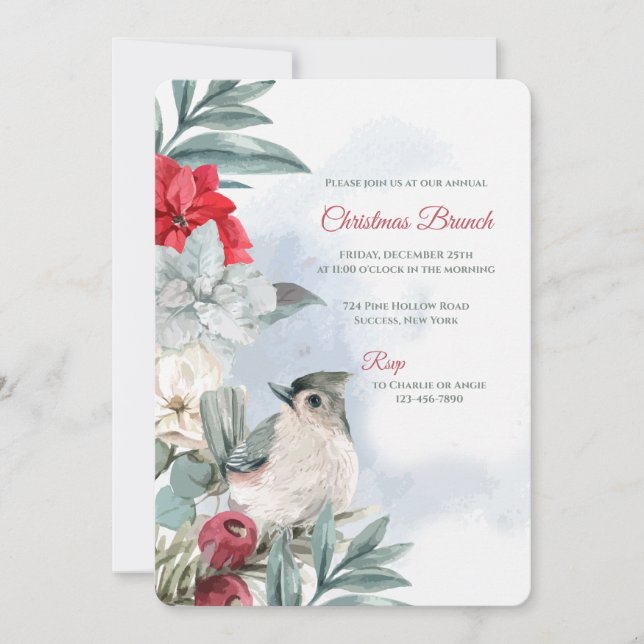 Winter Snowbird Holiday Brunch Invitation (Front)