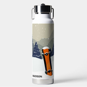 Winter Snowboard custom name Water Bottle
