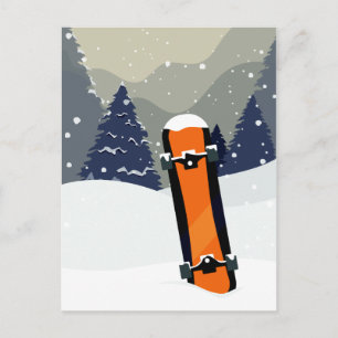 Winter Snowboard postcard