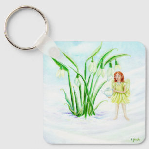 Winter Snowdrop Fairy Magic Key Ring