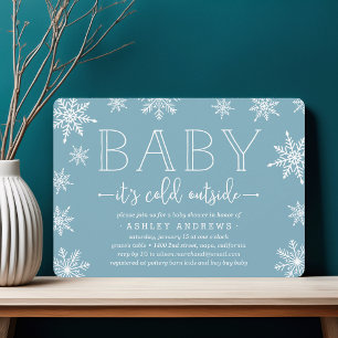 Winter Snowfall Baby Shower Invitation Blue