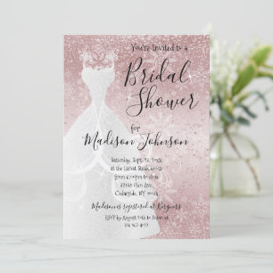  Winter Snowfall Bridal Shower  - Rose Gold Invitation