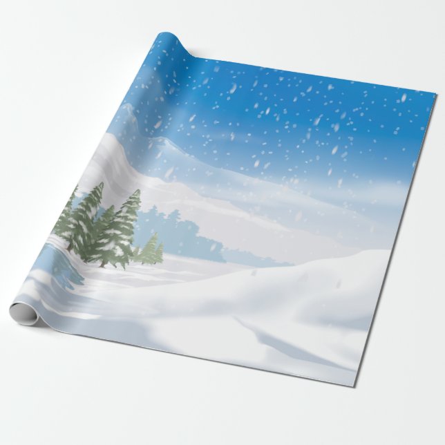 Winter Snowfall Happy Holidays Wrapping Paper (Unrolled)